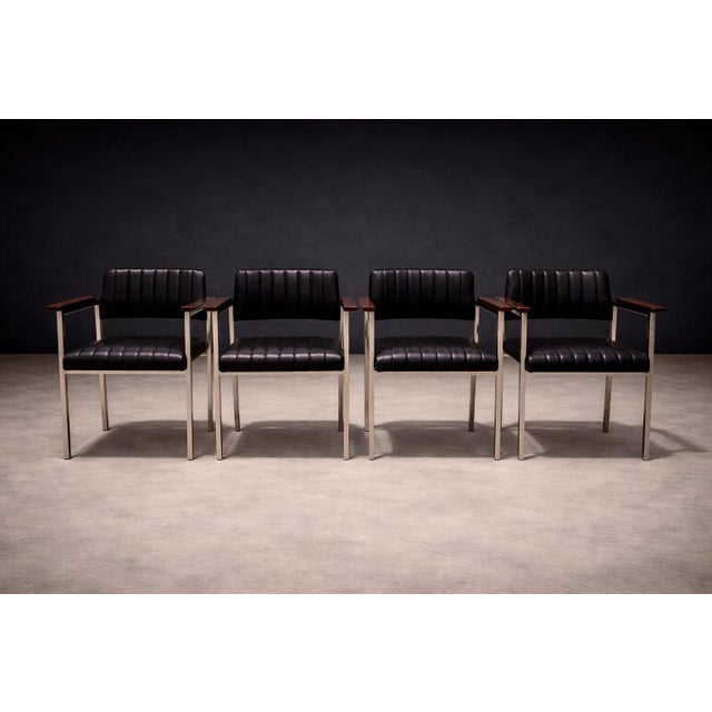 Armchair in Steel, Leather & Rosewood Unknown, 1960s For Sale - Image 4 of 11