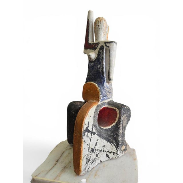 Abstract Female Figure in Painted Ceramic by Alfredo Lanz, Italy, 1970s For Sale - Image 9 of 11