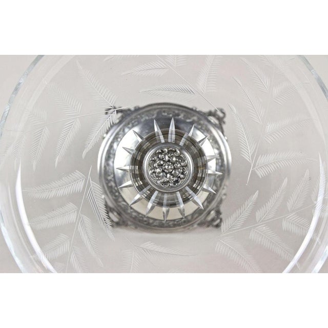 Late 19th Century Silver Centerpiece with Engraved Glass Bowl, Austria, 1895 For Sale - Image 5 of 15