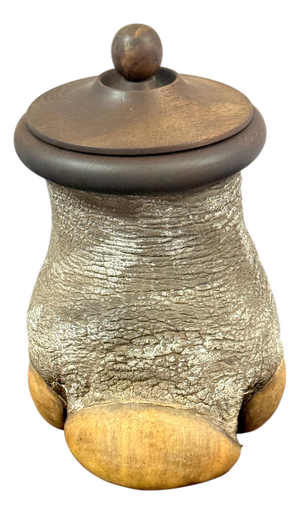 Faux Elephant Foot Humidor with Carved Hardwood Lid, Late 20th Century