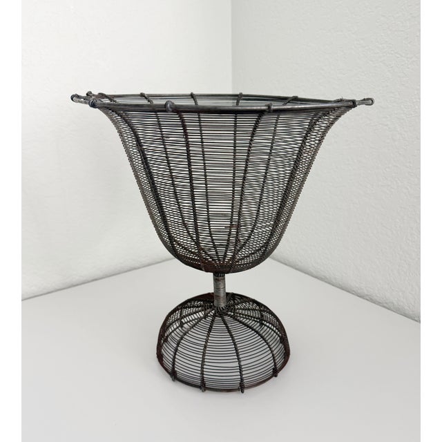 Antique French Wire Pedestal Urn Planter, Early 20th C For Sale - Image 10 of 10