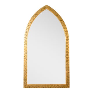 Late 19th Century French Gothic Arched Giltwood Cathedral Style Mirror For Sale