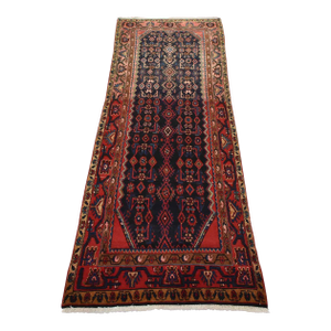 Hamedan Runner 3’11” X 9’4” Blue Wool Semi-Antique Tribal Hand-Knotted Rug