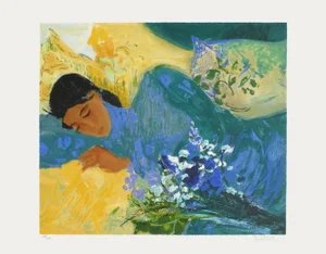 1990s Nancy Delouis Mellow Lithograph