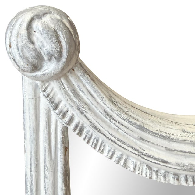Antique White Faux Drapery Carved-Wood Overmantel Mirror For Sale - Image 8 of 12