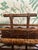 Chinoiserie Vintage Maitland - Smith Scorched Bamboo and Tooled Leather Chinoiserie Canterbury Magazine Rack For Sale - Image 3 of 11
