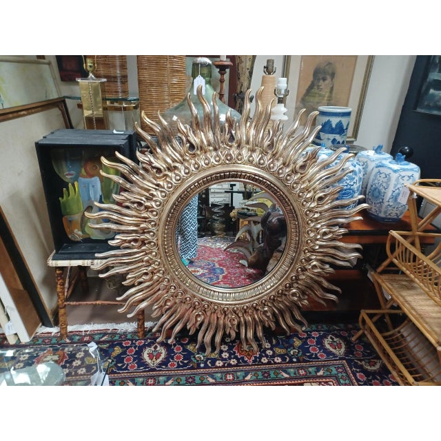 1970s Vintage 1970s Large Sunburst Mirror For Sale - Image 5 of 5