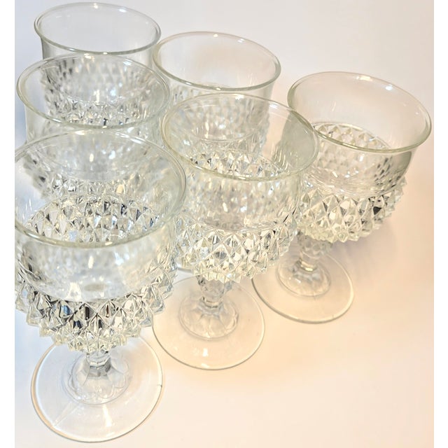 Diamond Point Goblets- Set of Six For Sale - Image 4 of 10