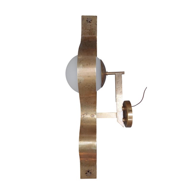 Pavone Wall Lamps in Polished Brass with Etched and Sandblasted Glass Diffusers by Gio Ponti for Arredoluce, 1960s, Set of...