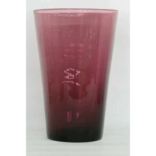 This is a charming large glass vase in a lovely deep purple translucent color. Please see photos for size/scale, the...