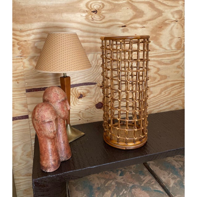 Audoux Minet-Style Rattan Umbrella Stand For Sale - Image 6 of 12