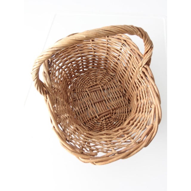 Vintage Wicker Gathering Basket For Sale - Image 9 of 10