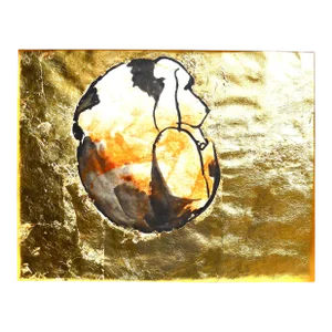 Golden Beagle - Ink and Gold Leaf pPainting by Martha Holden