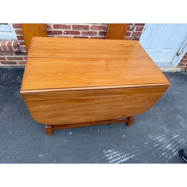 Vintage Art Decor Style Solid Hard Rock Maple Butter Fly Leave Dining Table For Sale - Image 10 of 16