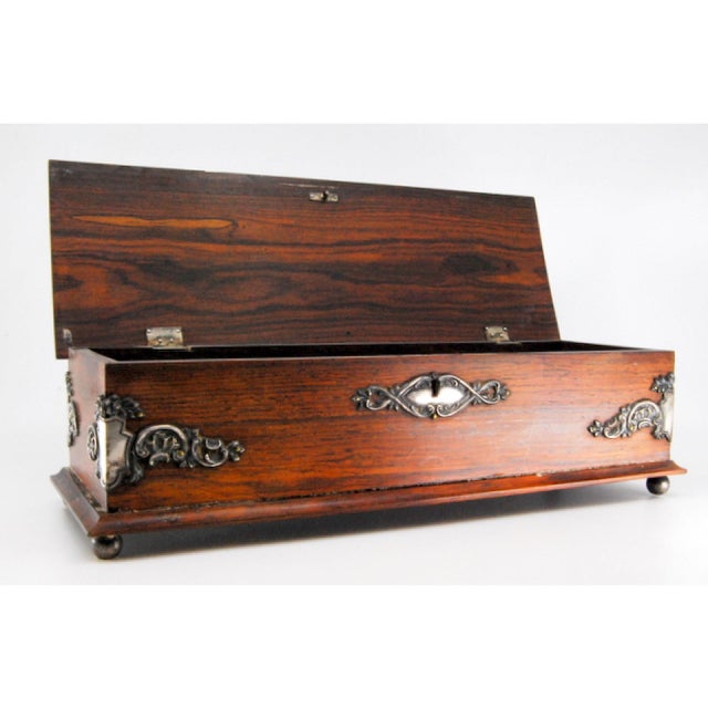 Wooden Glove Box with Silver Applications and My Gloves Engraving For Sale - Image 6 of 10