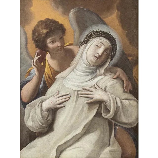 After Lorenzo Pasinelli, Ecstasy of St. Catherine of Siena Supported by an Angel, Oil on Canvas, Framed For Sale - Image 5 of 5