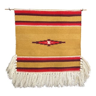 Vintage Southwest Woven and Fringed Wall Hanging For Sale