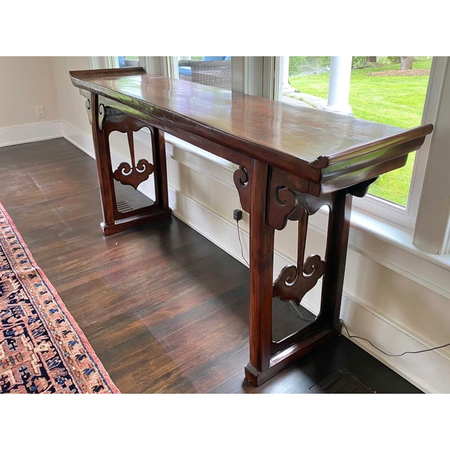 Chinese 19th Century Chinese Hand-Carved Altar Console Table For Sale - Image 3 of 9