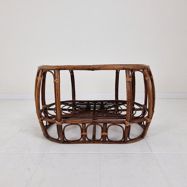 Wood Italian Wicker and Rattan Coffee Table, 1970s For Sale - Image 7 of 15