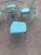 1950s Vintage Woodard Wrought Iron Blue Daisy Patio Table & 4 Chairs For Sale - Image 5 of 12
