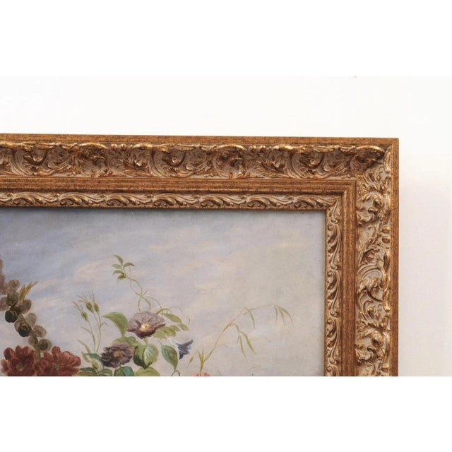 19th Century French Floral Still Life Oil Painting, Framed For Sale - Image 9 of 11