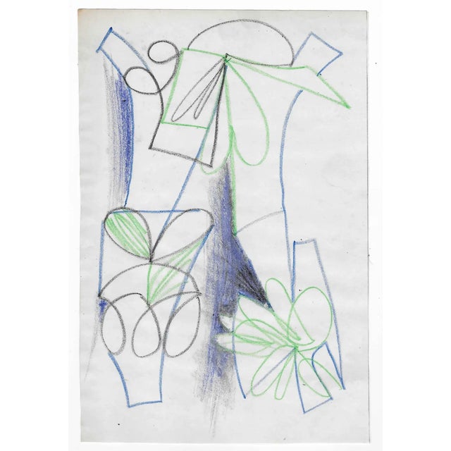 MCM abstract drawing by Paul McCarron (1933-2018) later known as a prominent New York art dealer. This work is from the...