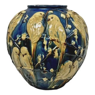 "Love Birds" Ceramic Pottery Vase by Muncie Pottery For Sale
