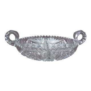 Cut Glass Divided Bowl For Sale