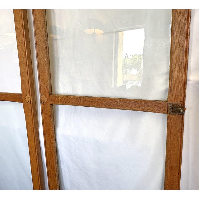 Wood Vintage Architectural Salvage Oak and Glass Doors- Set of 3 For Sale - Image 7 of 18