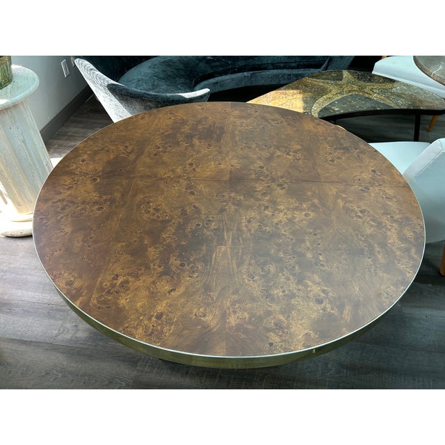 Pierre Cardin 1970s Signed Pierre Cardin Burled and Brass Table For Sale - Image 4 of 12