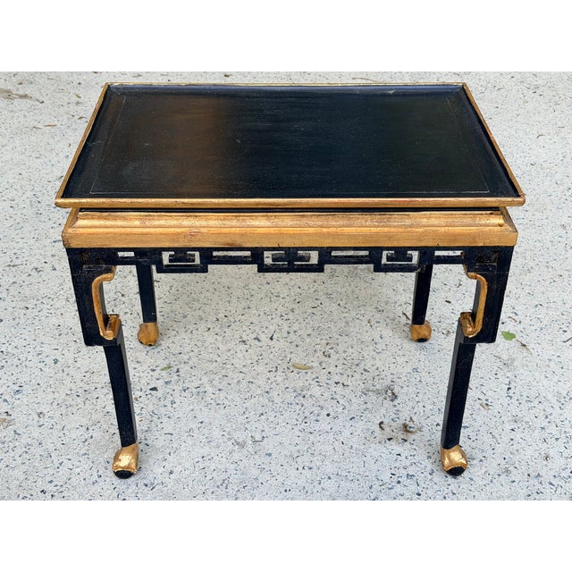 Elegant chinoiserie style Japanese antique Kasuga table. Beautiful gilding. Graceful lines with Greek key apron....