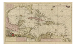 Engraving of a Map of Florida, 1728