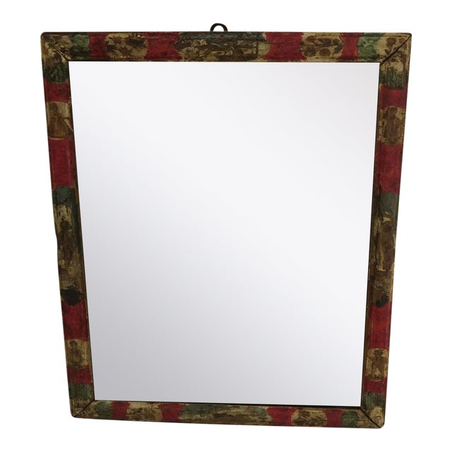 Early Painted and Decoupage Mirror Red For Sale