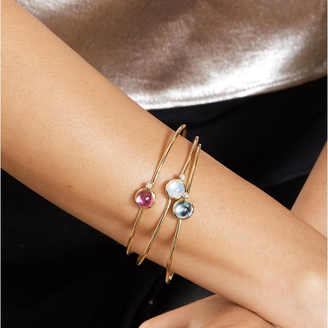 Syna Yellow Gold Rubellite Diamond Bracelet For Sale - Image 4 of 5