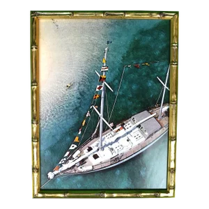 Slim Aarons 'Traveler II Ketch Off Stocking Island Exuma' C1974 Framed Color Plate
