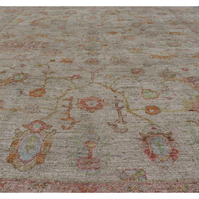 Elegant Angora Turkish Oushak Rug in Soft Pastel Shades by Keivan Woven Arts 9'3 X 12'3 For Sale In Atlanta - Image 6 of 12