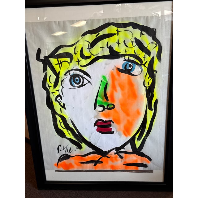 Abstract 1970s Peter Keil Original Abstract Female Portrait Painting For Sale - Image 3 of 6