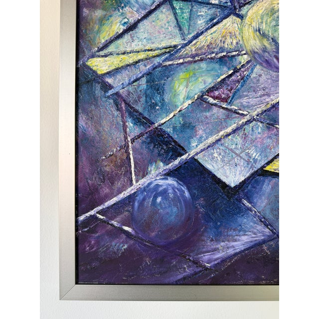 Metal Vintage Noney Coleman "Escape" Geometric Abstract Oil on Canvas – Framed For Sale - Image 7 of 12