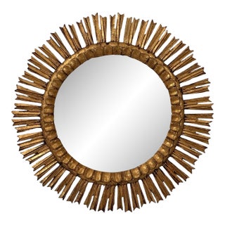 French Gilt Sunburst or Starburst Mirror (Diameter 25) For Sale
