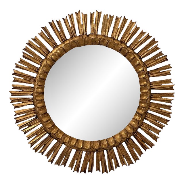 French Gilt Sunburst or Starburst Mirror (Diameter 25) For Sale