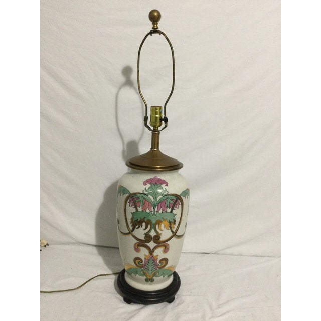 Chinoiserie Vintage Chinoiserie Porcelain Ginger Jar Lamp With Gold Details For Sale - Image 3 of 11