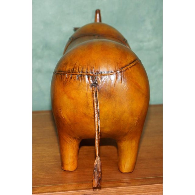 Omersa Brown Leather Rhinoceros Ottoman in the style of Liberty London For Sale - Image 10 of 13