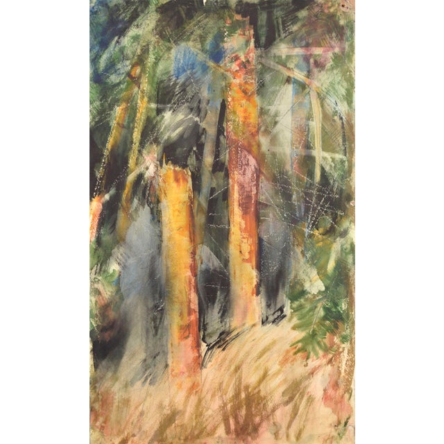 1960s Albert Goltjakov, Sunlight in the Forest, 1960s, Watercolor For Sale - Image 5 of 5