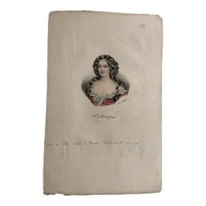Antique Hand Colored French Lithograph Marquise De Montespan Print