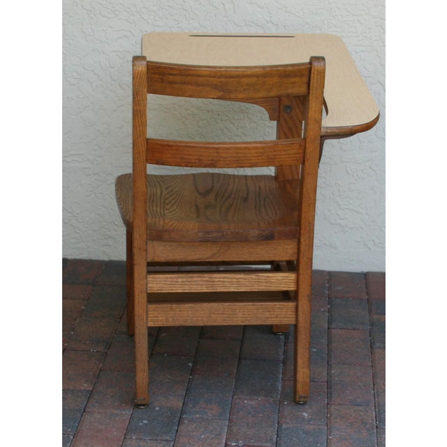 20th Century Arts and Crafts Tiger Oak Right Handed School Desk With