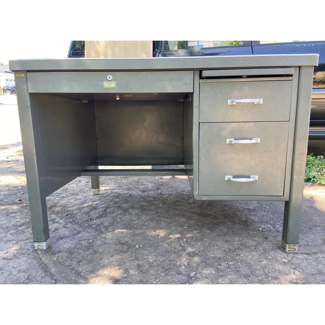 1940s Vintage Metal Tanker Desk For Sale - Image 13 of 13