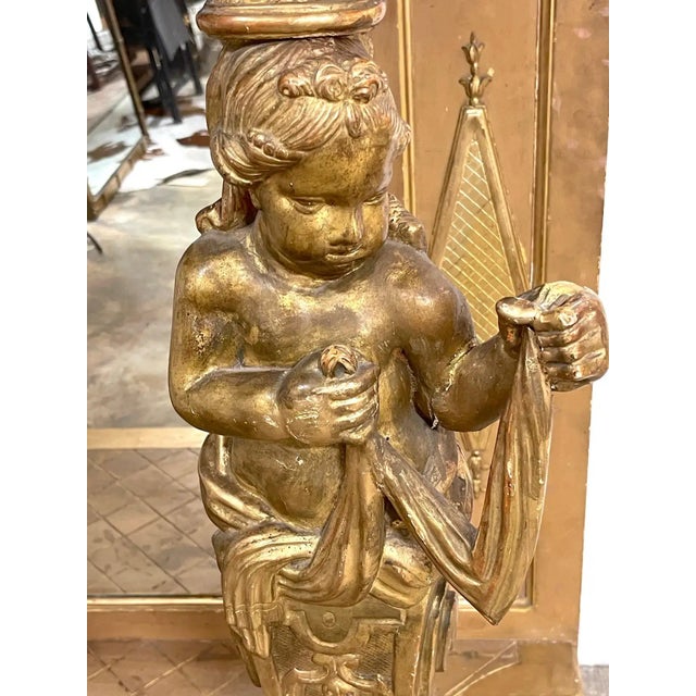 19th Century 19th Century Italian Neoclassical Breccia Viola Marble & Giltwood Figural Console For Sale - Image 5 of 13