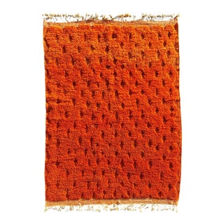 Handmade Moroccan Mrirt Rug – Burnt Orange Wool Rug – Modern Textured Carpet For Sale