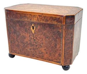 Georgian Octagonal Yew Wood Tea Caddy, 1800s
