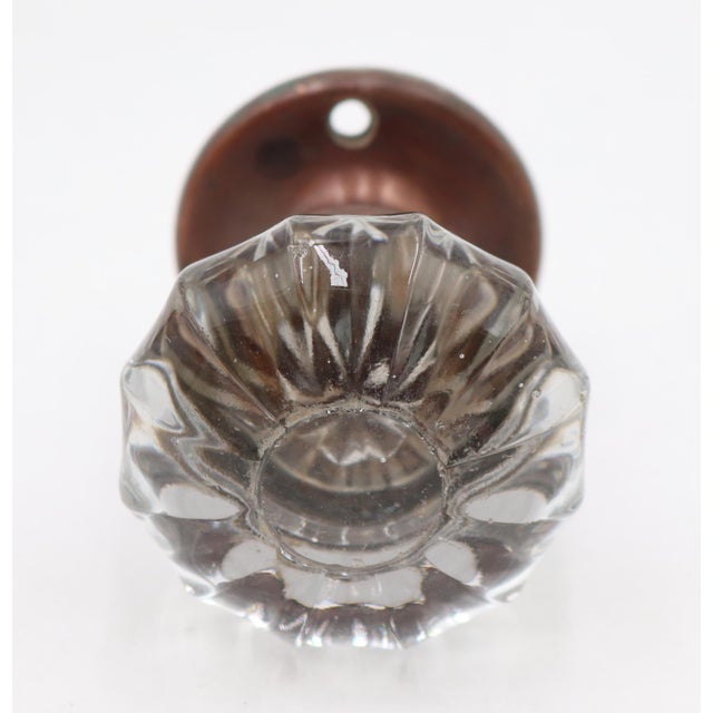 Traditional Antique Fluted Glass Brass Dummy Door Knob For Sale - Image 3 of 5
